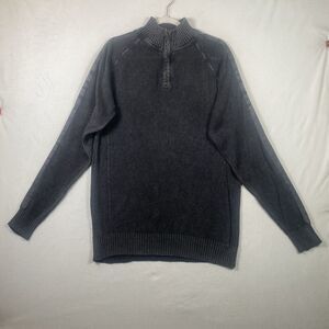 BKE Men’s XL 1/4 Zip Sweater Gray Ribbed Knit Ramie Cotton Blend Style SYP9-222T